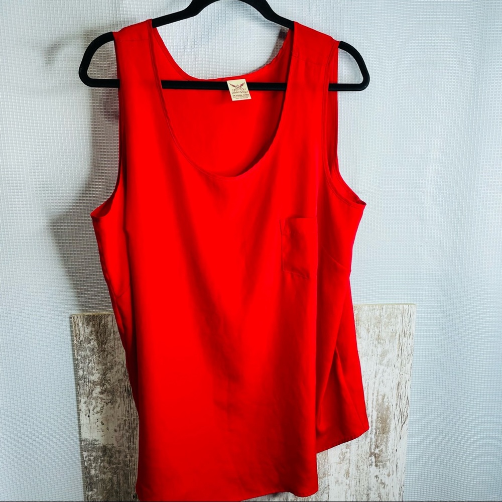 Faded Glory XXL Sleeveless Blouse Red Light Weight Soft